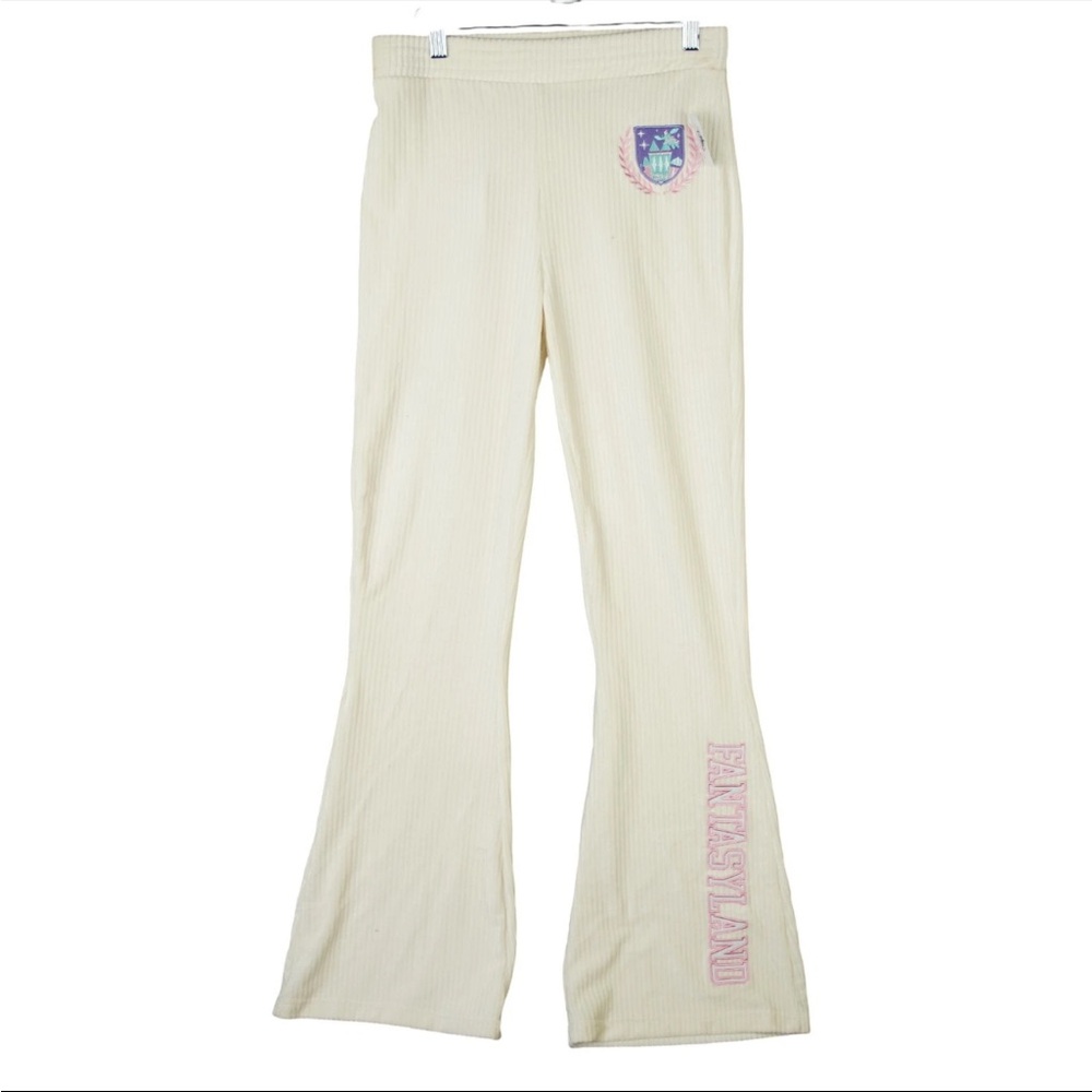Disney Fantasy Land Flare Leg Pants Womens Small 28x30 White Corduroy NWT